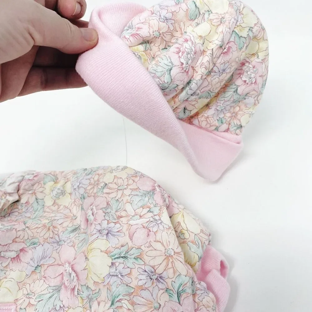 Vintage Little Me Bunny Pastel Romper Hat Baby‎ 3 Months Pink Floral One Piece